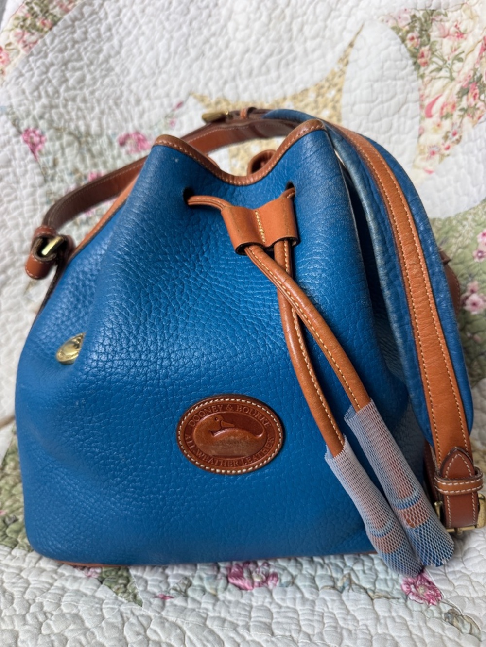 Vintage Dooney & Bourke AWL French Blue Drawstring Bucket Bag